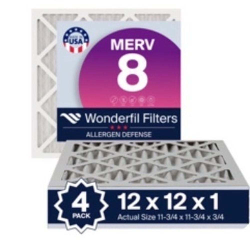 Wonderfil Filters 12x12x1 MERV 8 Allergen Defense HVAC Air Filter 4 Pack NEW